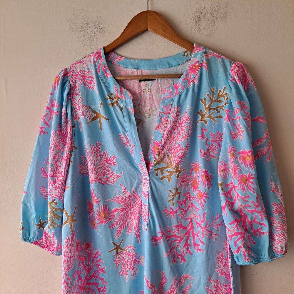 NWOT Lilly Pulitzer Colson Mini Popover Dress Royal Coral Blue Pink Womens Sz XL - Picture 6 of 11